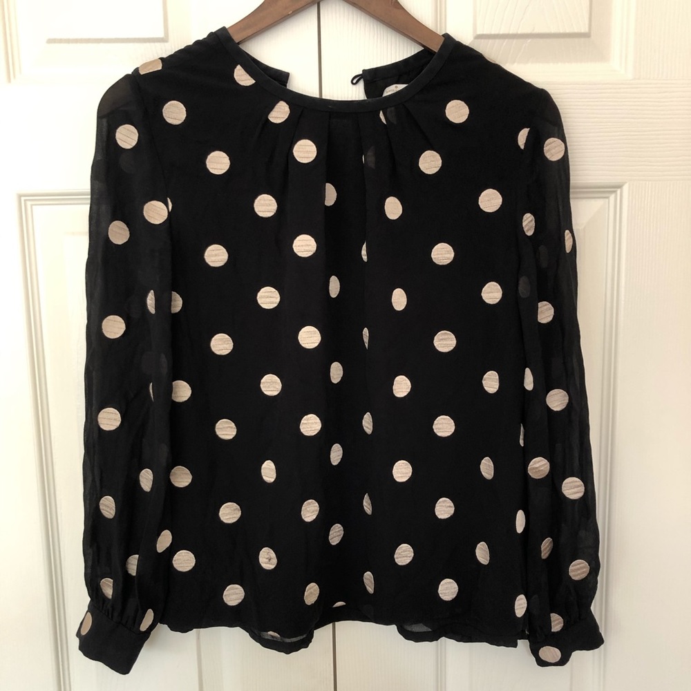Kate Spade New York Silk Blouse Black & Gold Dots